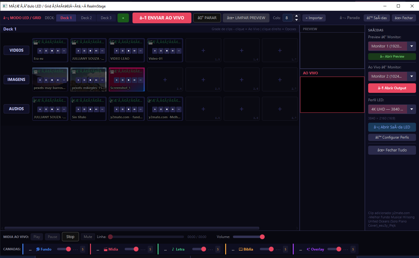 Modulo LED e Grid do RealmStage